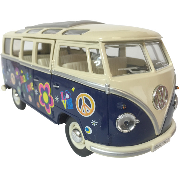 1962 VW Kombi Samba Flower Power - BLUE window box Scale 1:24