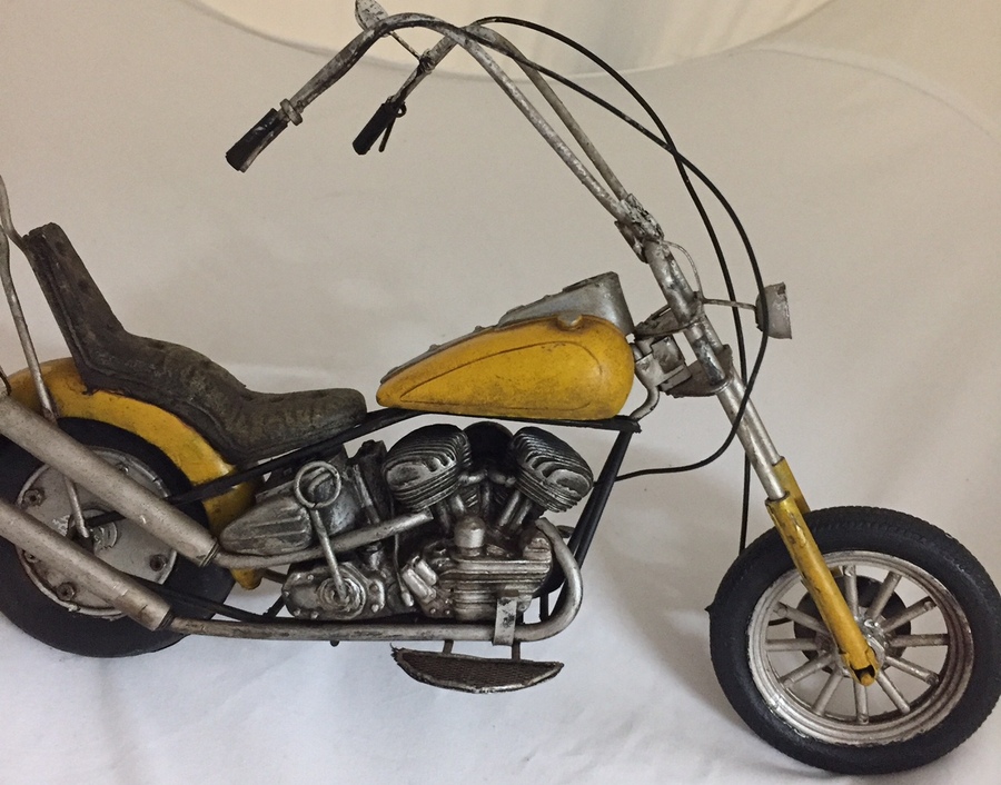 Antique Motorbike Yellow 28cm (W) x 18cm (H) Chopper Handlebars
