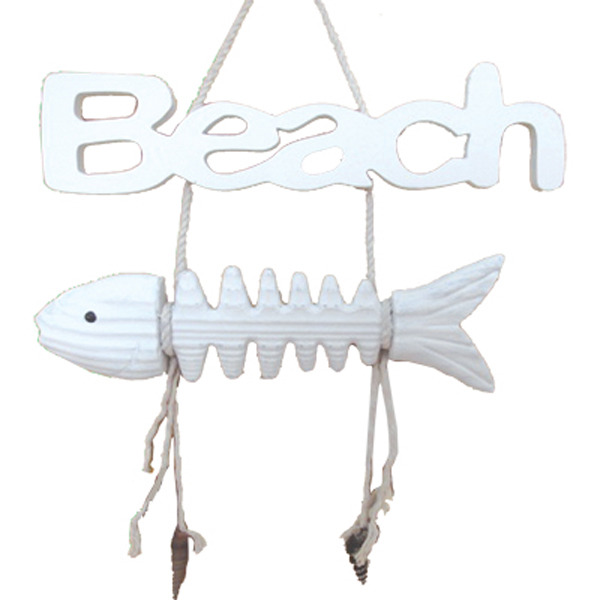 Fish Bone Beach Sign 26cm