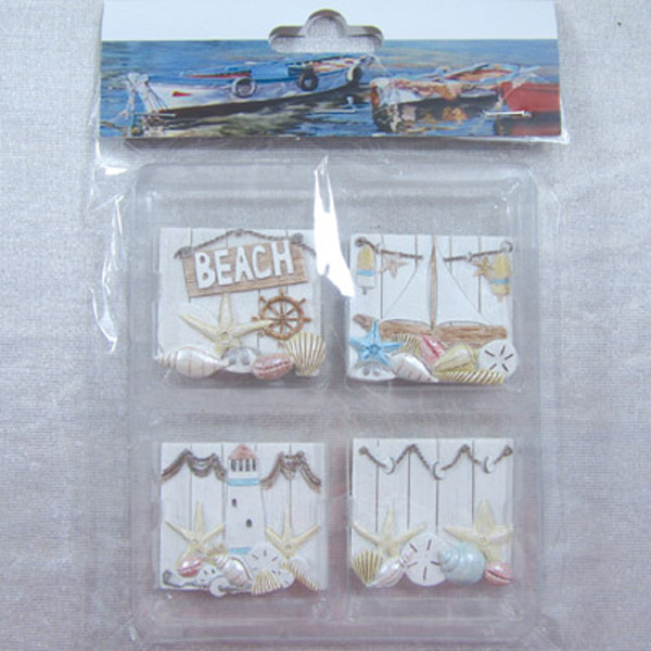 Fridge Magnet (Set of 4) - Beach 44x44cm