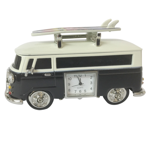 Hippy Van with  surfboards & clock - Black
