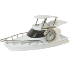 Desktop Flybridge Motor Cruiser with Clock - white