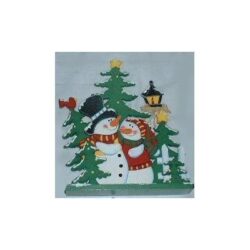 Happy Snowmen with Christmas trees.