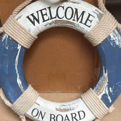 Wooden lifebuoy welcome sign 32 cm.