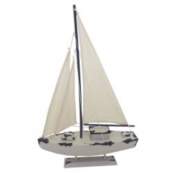 Wooden Sailboat Decoration- Retro White 53cm