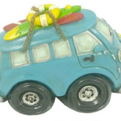 Blue old Hippie Van Van Miniture w Surf boards