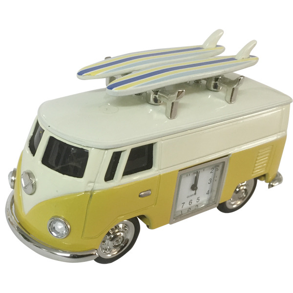 Hippy Van with surfboards & clock - Yellow