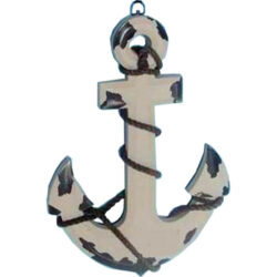Wooden Anchor Retro White 33cm