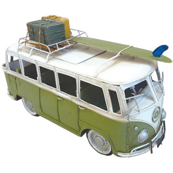 Hippie Van Green with Surfboard & Trunk