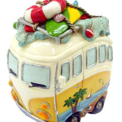 Hippie Van Money Box with Beach Gear - Yellow Tall