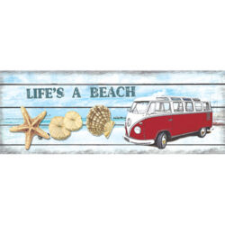 Old Hippie Van Life&apos;s A Beach Metal wall Plaque -Red 38cm