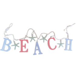 Beach Letters & Starfish Garland Coloured 121x7x1cm