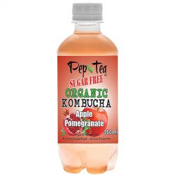 Organic Kombucha Tea - Apple & Pomegranate - Sugar Free Drinks 350ml  Box of 12